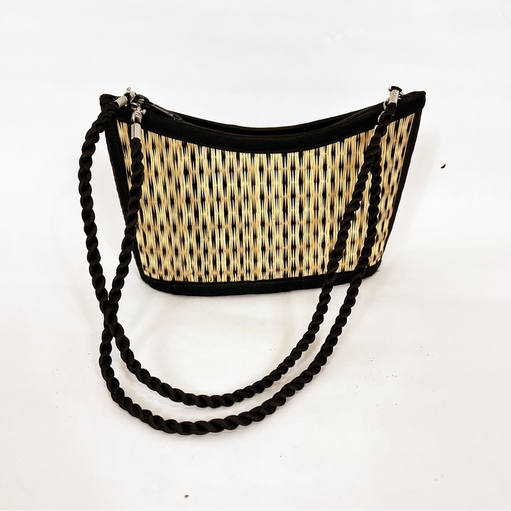 Baskets Of Cambodia Woven Straw Purse Detachable Double Straps